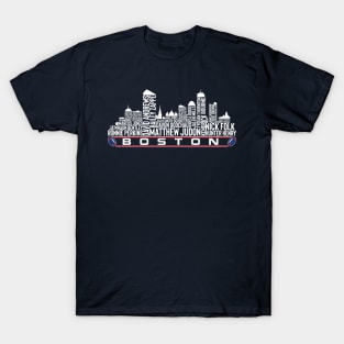 New England Football Team 23 Player Roster, Boston City Skyline T-Shirt